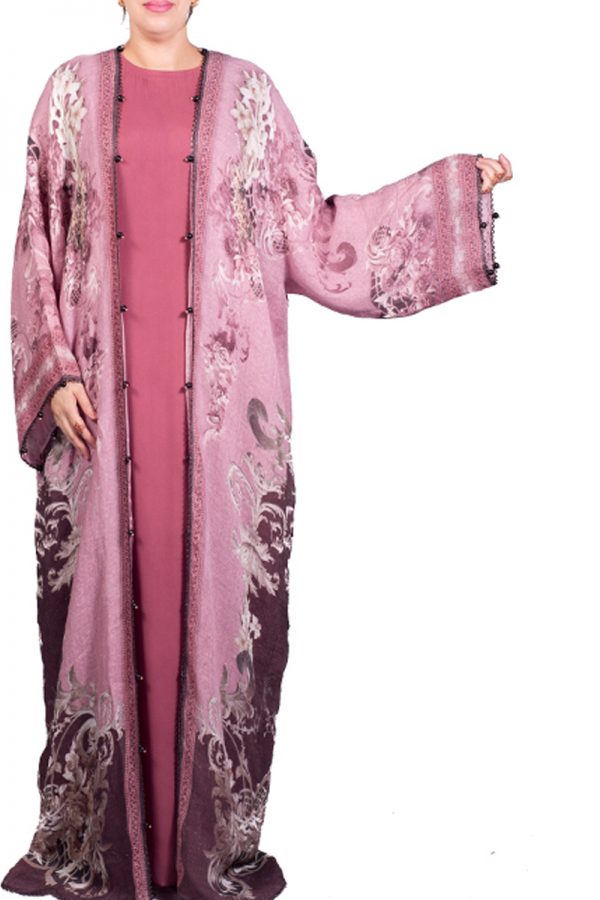 Onion Pink Linen Abaya with Lining