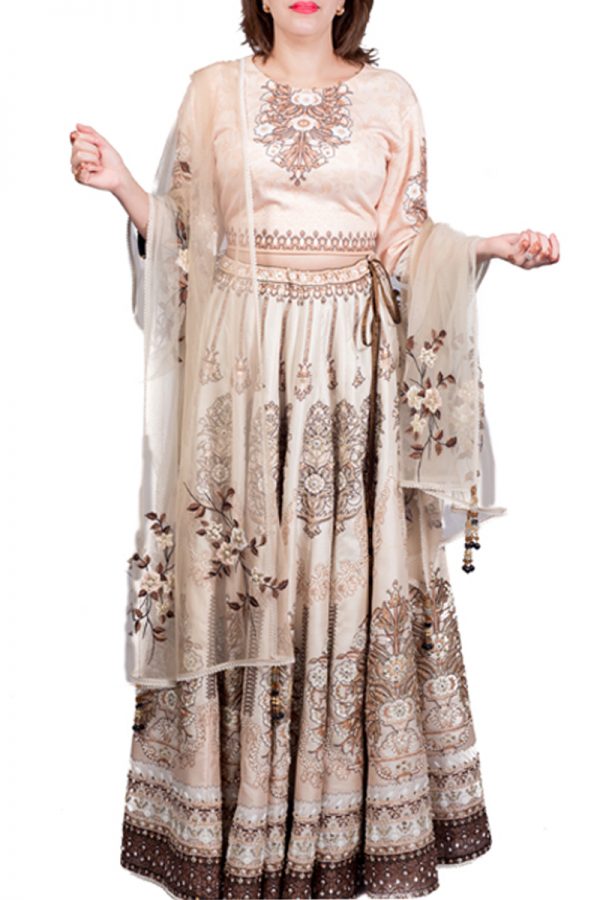 Beige Digital Printed Lehenga