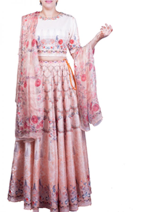 Peach Floral Lehenga