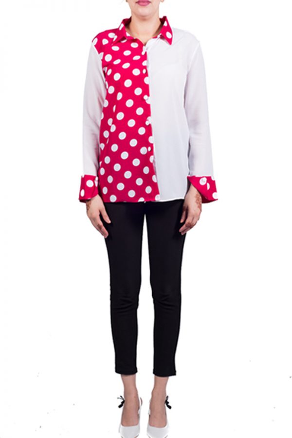 Pink and White Polka Dot Top