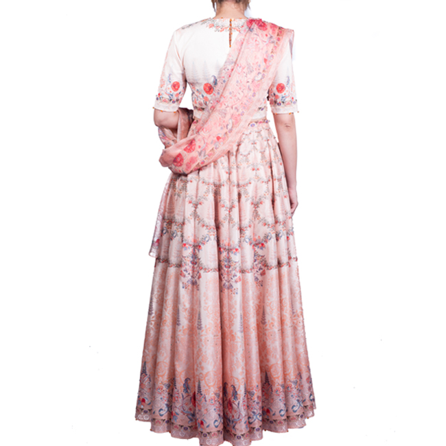 Peach Floral Lehenga - Image 2