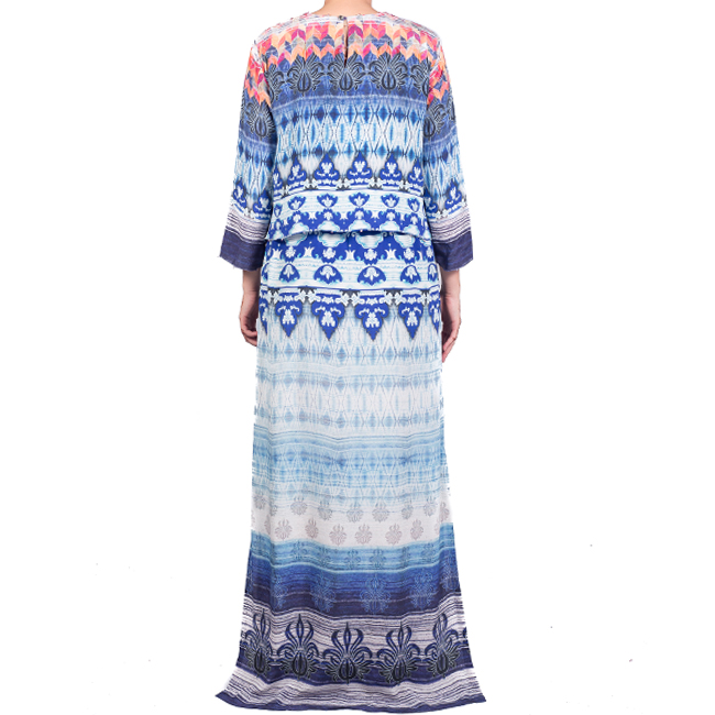 Blue and White Digital Printed Crop top Dress - Image 2