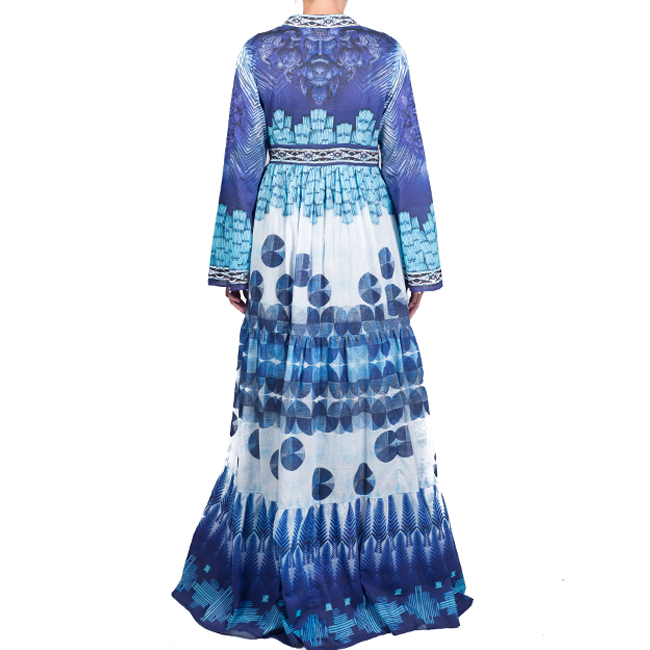 Blue V Neck Frill Dress - Image 2
