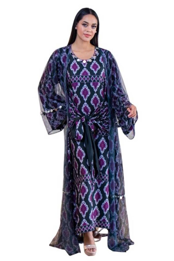 Black Printed knotted Kaftan