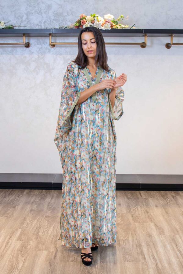 Multi color Floral Foil Kaftan
