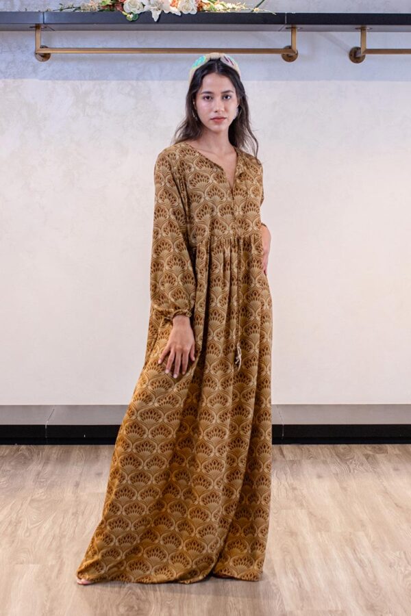 Brown Neck String Dress