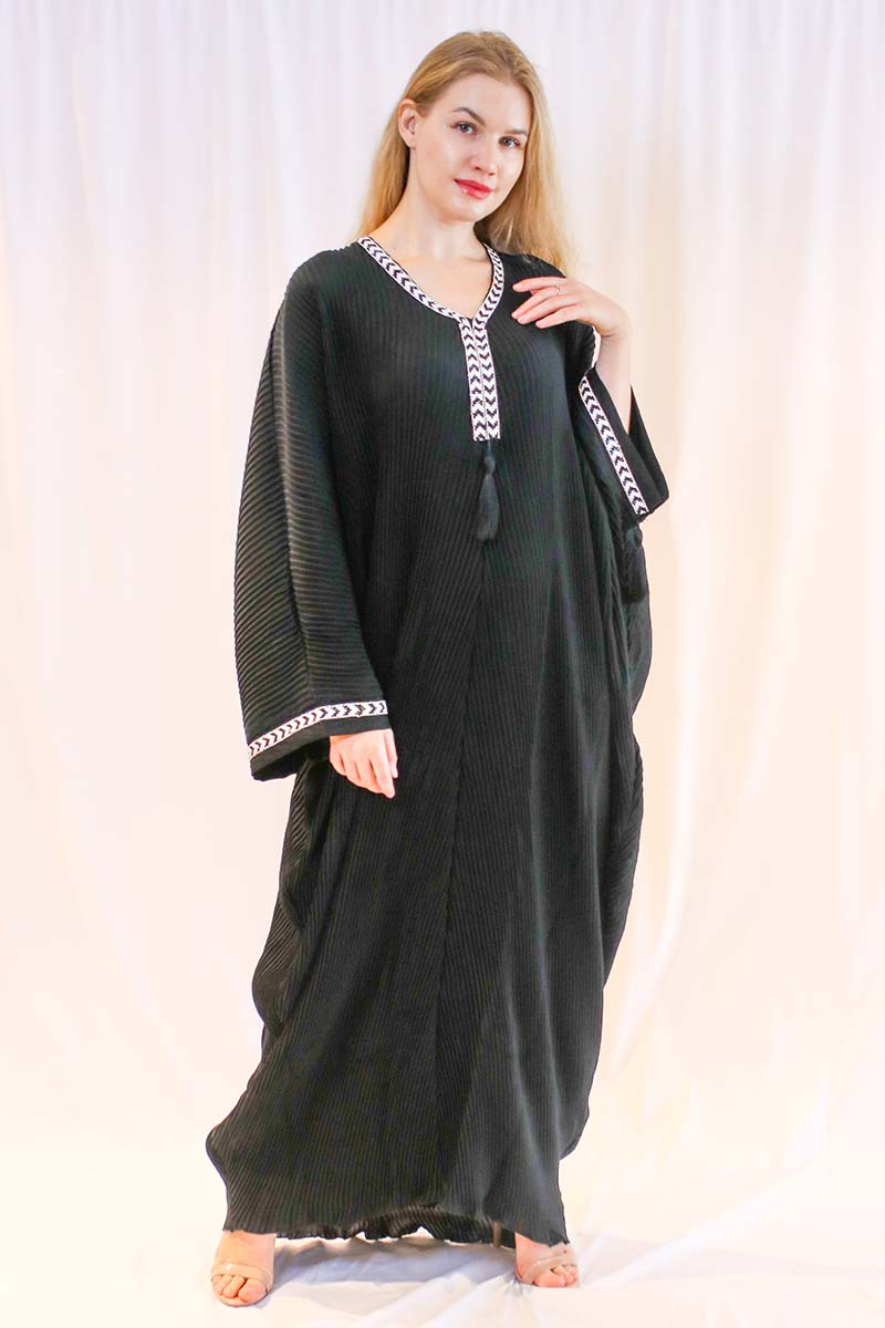 Black Pleated Kaftan