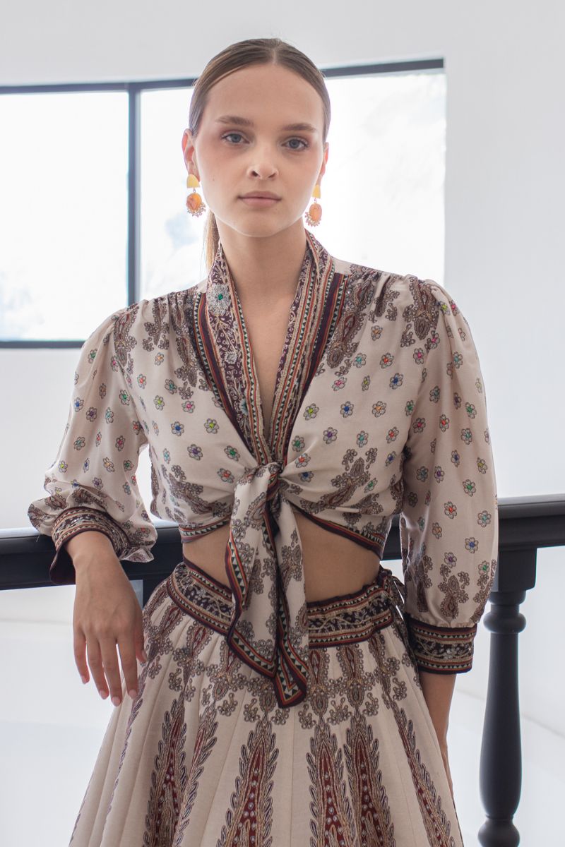 Ivory & Maroon Lehenga Set - Image 2