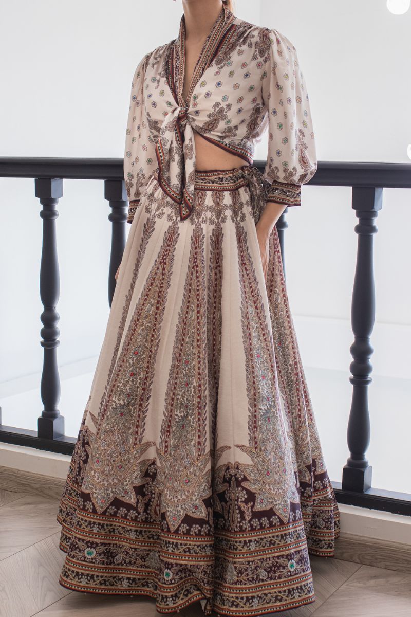 Ivory & Maroon Lehenga Set - Image 3