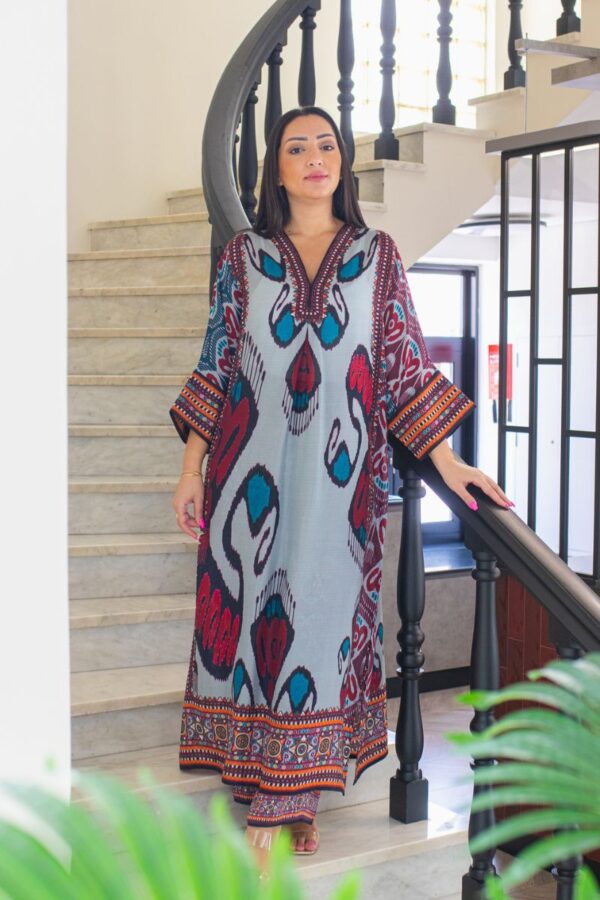Ikat Printed Kaftan Shirt Set
