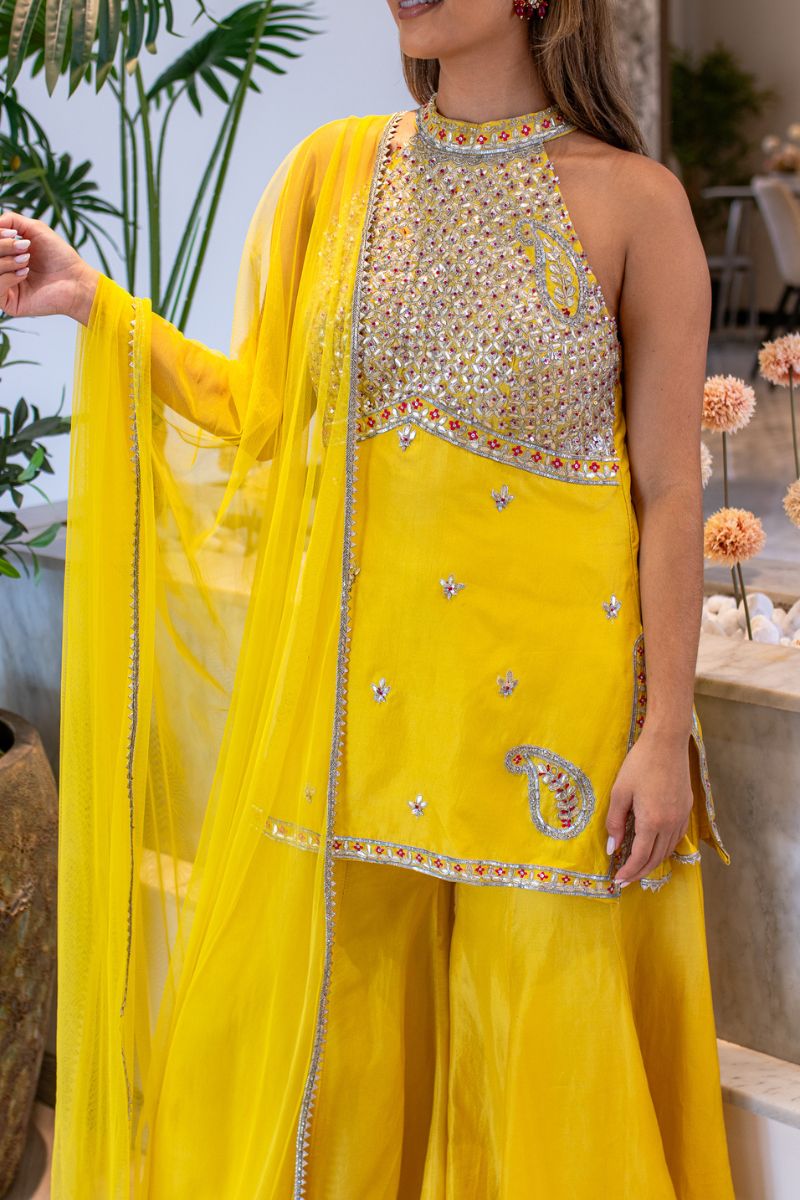 Mustard Halter Neck Ensemble - Image 3