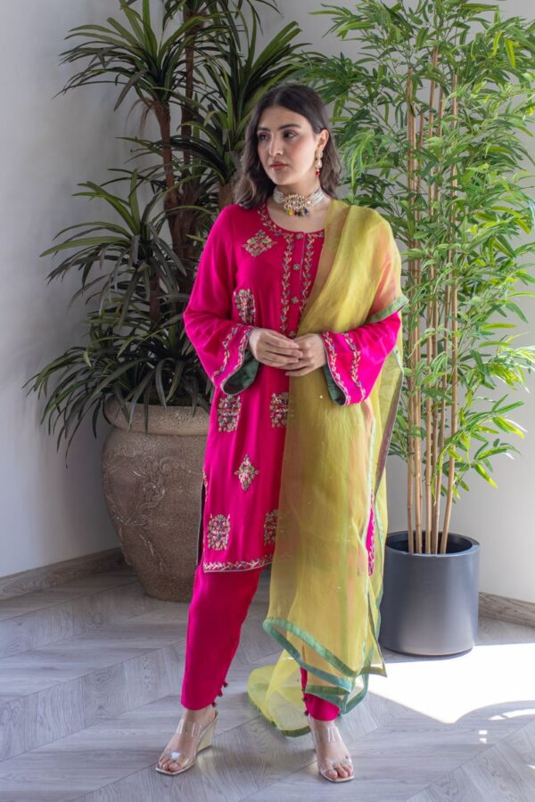 Hot Pink Embroidered Suit